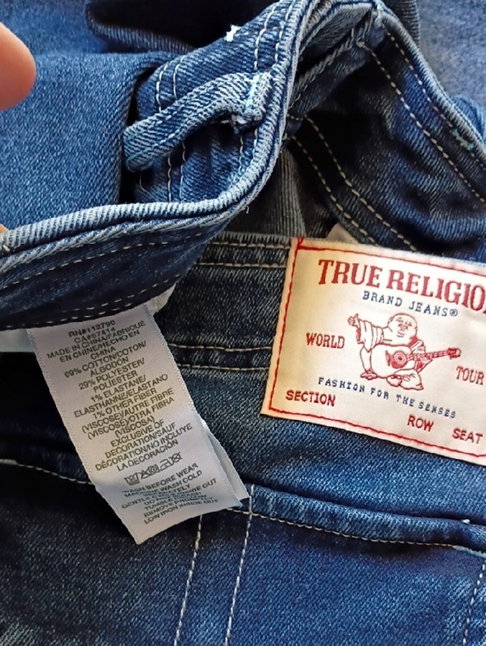 True Religion Women's Dark Blue Cargo Straight Jeans Size 28 - Picture 12 of 13